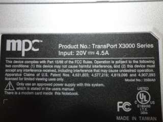   MPC TransPort T3100 X3000 T3000 Barebone Laptop Laoptop Lot for parts