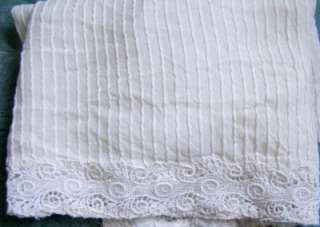 1900s ANTIQUE FRENCH BATISTE FABRIC PINTUCKED PINTUCKS & SCHIFFLI LACE 