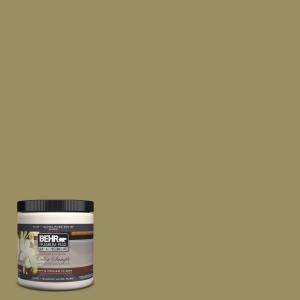 BEHR Ultra 8 oz. Tate Olive Interior/Exterior Paint Tester # 390F 6 