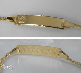 Taufe Kinder ARMBAND Schildband *ENGEL* 14 cm 333 Gold  