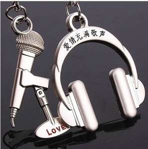   Couple headset&Microphone key Chain keyfob lover gift 