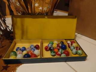   MARBLE TIN CAN BOX 150 WITH MARBLES CLARKSBURG WEST VIRGINIA  