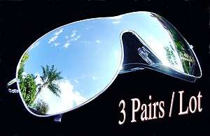Pairs Aviators Silver Full Mirror Sunglasses Top Gun  