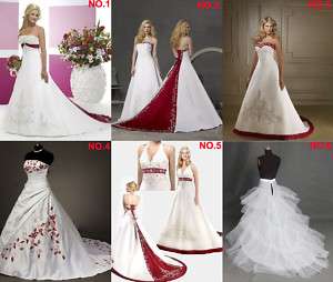 White and Red Bride Wedding Dress On Stock Size 6 to 16  