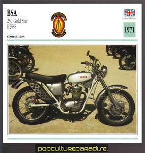 1971 BSA 250 GOLD STAR B25SS Atlas Motorcycle FACT CARD  