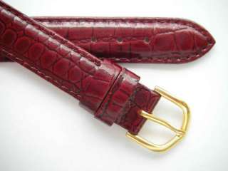 Burgundy red croco grain XL leather watch band  