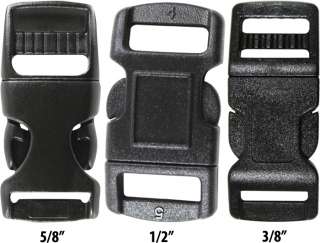 Black Plastic Side Release Paracord Bracelet Buckle  