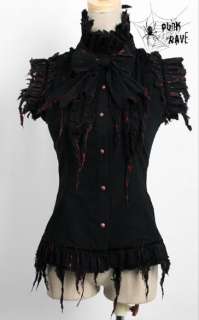 PUNK Gothic visual kei Black turkey style Vest short sleeves Blouse S 