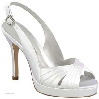   Creations Valerie White Ivory Satin Platform Sling Back Heels Shoes