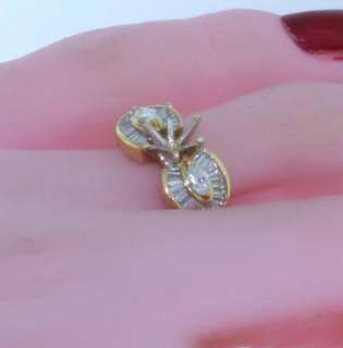 18K yellow gold semi mount diamond ring estate vintage  