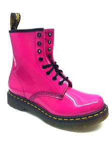 DR MARTENS 1460 8 EYELET Pink Patent Leather Boots UK 3 8  