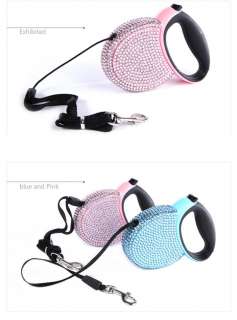   Bling Crystal Retractable Lead Leash 3m 9ft DOG HARNESS For Small Dogs