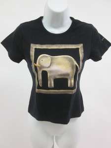 JIM THOMPSON Black Elephant Cotton T Shirt Top Sz S  