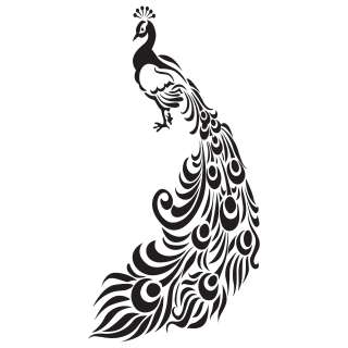 Ornate Peacock With Feathers Wall Stickers / Wall Decals 5053379012339 