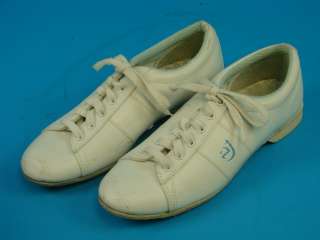 Womans White Size 8 Leather Sole Bowling Bowler Shoes  
