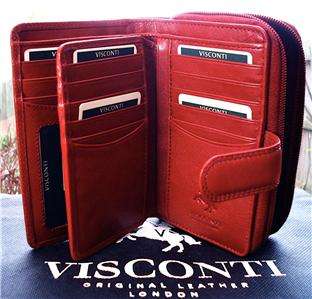 QUALITY LADIES PURSE WALLET soft LEATHER RED + gift box VISCONTI BNWT 