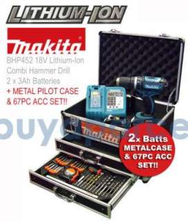   Makita BHP452RFX 18v Li Ion Combi Drill 2 BATT + METAL