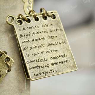 Wholesale Notebook Message Charms vintage Antique Brass Fit necklace 
