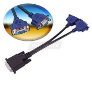 DVI Male To Dual VGA Female Splitter Cable NEW M F  
