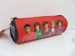 ONE DIRECTION Fabric Cover Barrel PENCIL CASE Colour RED / Black 
