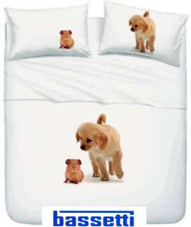 COMPLETO LENZUOLA LETTO FRANCESE BASSETTI CANE BED SHEET SET DOG CON 