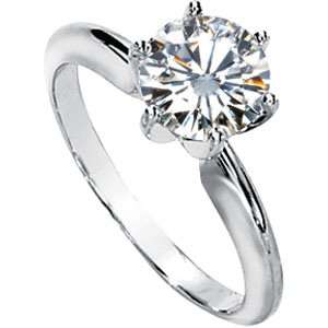 14k White gold Round (3CT) 9MM Moissanite Solitaire Engagement Ring 