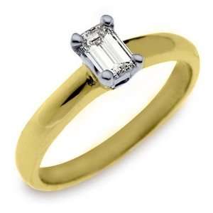   Gold .45 Carats Solitaire Emerald Cut Diamond Engagement Ring Jewelry