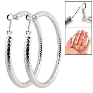  Pair Silver Tone Big Round Loop Hoop Earrings for Women Jewelry