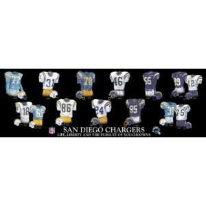   Evolution History San Diego Chargers Uniforms Print