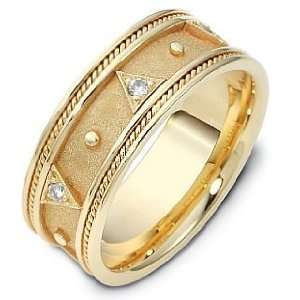   14 Karat Yellow Gold Etruscan Style Diamond Wedding Band Ring   11.25