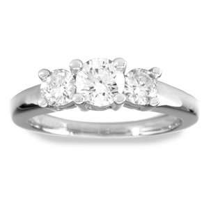   Gold, Round Diamond Three Stone Engagement Ring (1.00 ctw) Jewelry