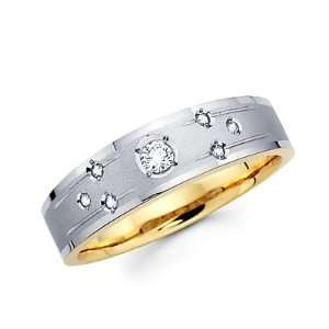   Diamond 14k White n Yellow Gold Mens Wedding Ring Band (G H Color, SI2