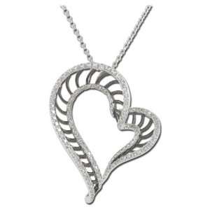  Twisty Tie Diamond Heart Necklace   14K White Gold Diamond 