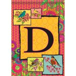  Colorful Monogram D Bird Floral Double Sided Garden Flag 