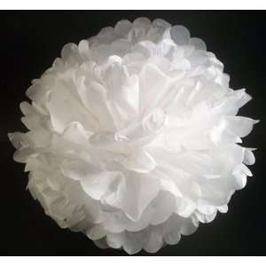 White 12 Tissue Pom Poms Paper Flower Balls   Wedding Bridal Baby 