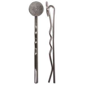  Hair Pin / Stick Silver Plated (12) With 10mm Pad 24064 