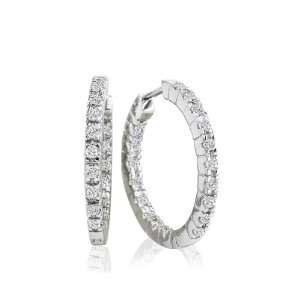 14k White Gold Diamond Inside Out Hoop Earrings (3/4 cttw, G H Color 