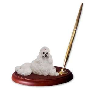  Poodle Dog Desk Set   White