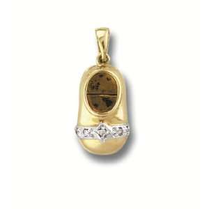  14k Yellow Gold Diamond shoe Pendant or charm 0.04Ctw 