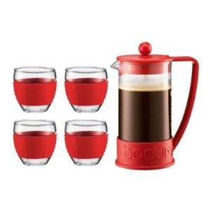  Bodum Brazil Set & Cup Coffee Press with 4 Cups