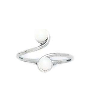 14k White Gold White Genuine Pearl Adjustable Elegant Body Jewelry Toe 