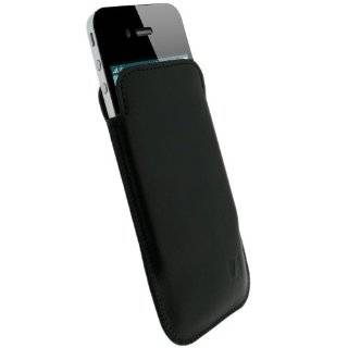 igadgitz Black Genuine Leather Pouch Case Cover for Apple iPhone 4 HD 