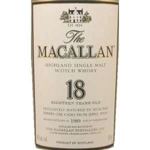 Macallan 18 Year Old Sherry Oak Speyside Single Malt Scotch Whisky 