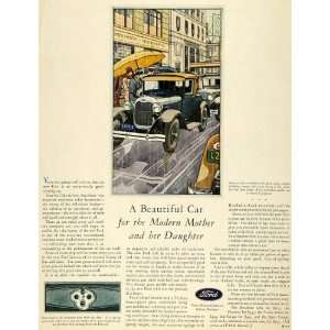 1928 Ad Town Car Style Ford Sport Coupe Automobile   Original Print Ad