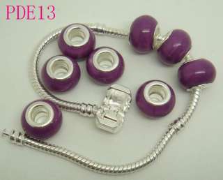   purple Lampwork Porcelain Ceramic Beads Fit Charm Bracelet 4.5mm PDE13
