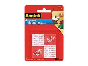 Scotch Precut Foam Mounting 1 Squares, Double Sided, Removable, 16 