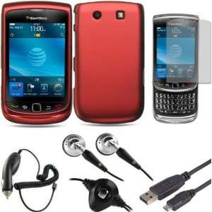Red Protector Case Accessory Bundle (5in1) for RIM BlackBerry Torch 