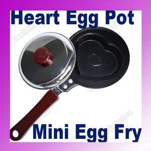 Black Metal Heart Shape Egg Pancake Mini Non Stick Pot Fry Frying 