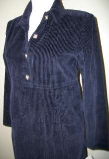 TALBOTS NEW Size 2 P Blue Wide Wale Corduroy Dress Petite  
