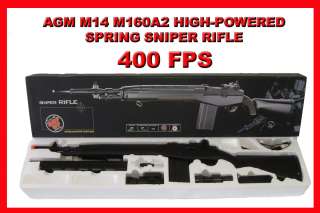 400FPS AGM M14 Airsoft Spring High Powered Sniper Rifle,Flashlight,Red 